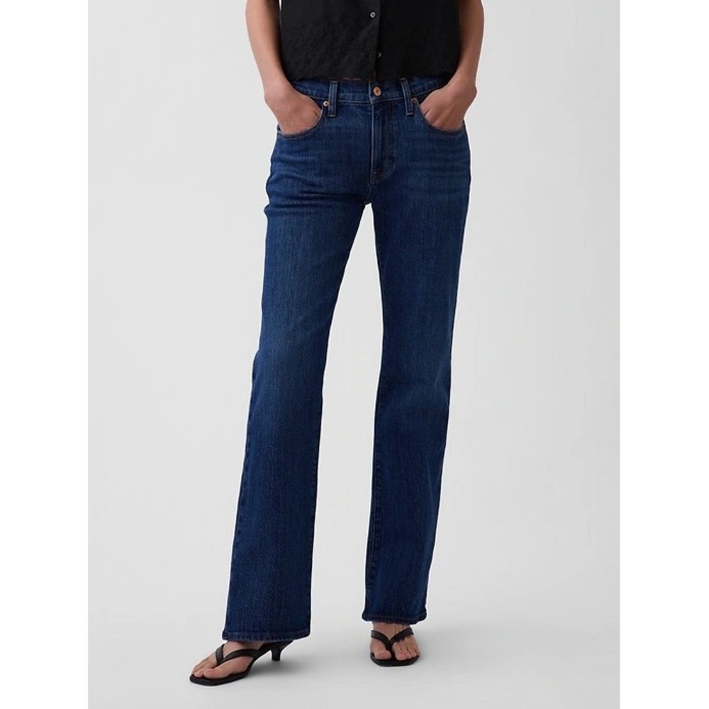 GAP Perfect Boot Jeans Womens 27L Dark Wash Blue Denim Mid Rise Bootcut Pants